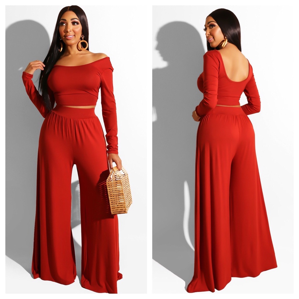 2 Piece Pants Set. COLOR RUST
